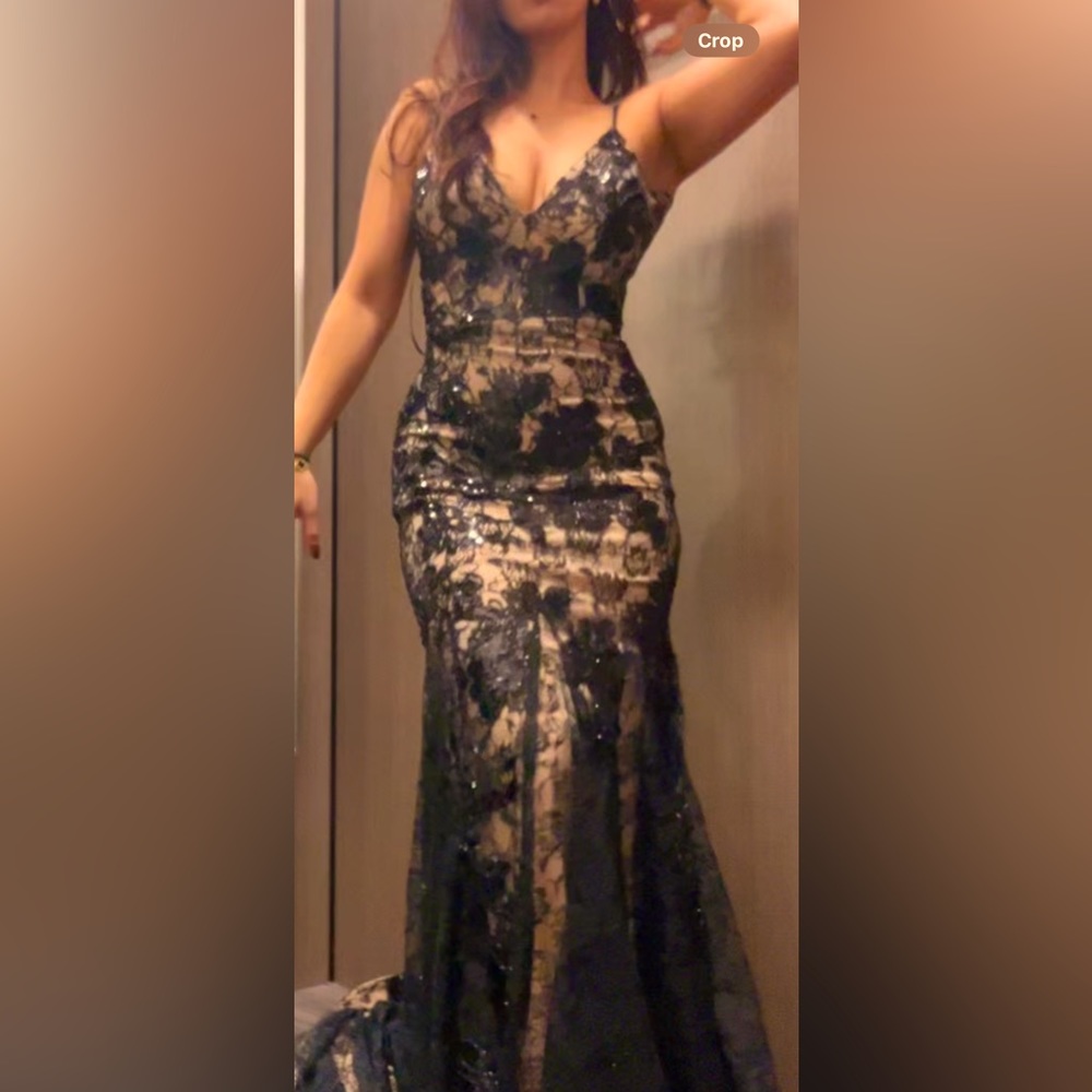 Black and nude sequin open back prom dress. Not worn. fits anyone from XXS-S.